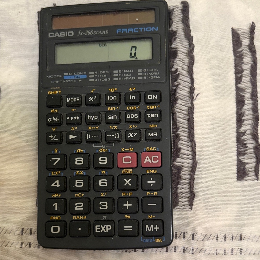 Casio FX-260 Solar Calculator with Black and Red Buttons